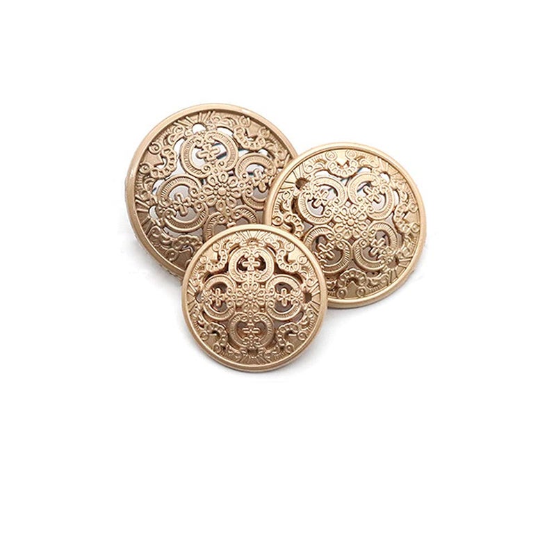 vingol 5 Pcs Hollow Metal Button Black Sliver Gold Buttons Round Decorative Button for Clothes Sewing Accessories (Golden  25mm) - Image 1